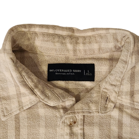 Abercrombie & Fitch 90's Oversized Shirt Flannel Long Sleeve Plaid Button Down - Picture 7 of 7
